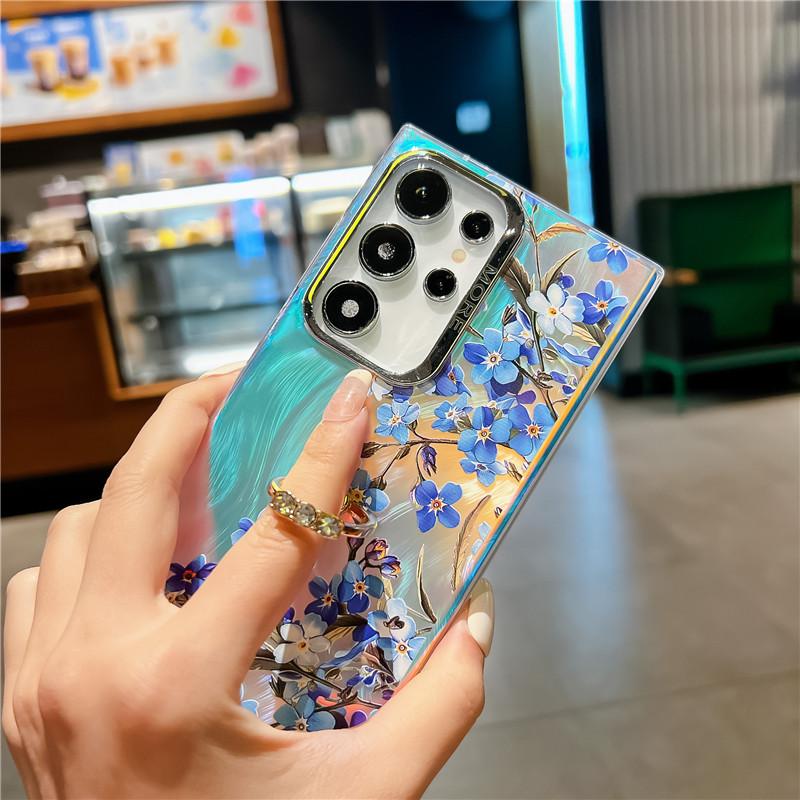 Suport pentru telefon cu inel cu diamante de ultimă generație, husă cu flori cu rază pentru Samsung A55 A35 A15 A25 S24 S23 FE A54 A14 A34 S22 Ultra