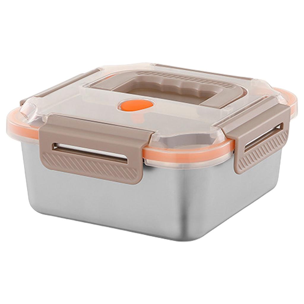 Spacious Stainless Steel Food Storage Container Multipurpose Household Lunch Box Handheld Crisper with See Through Lid