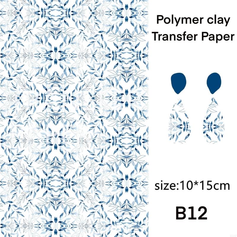 HX6F Artistic Clay Picture Transfers Delicate Earrings Designing Clay Transfer Paper with Floral Patterns