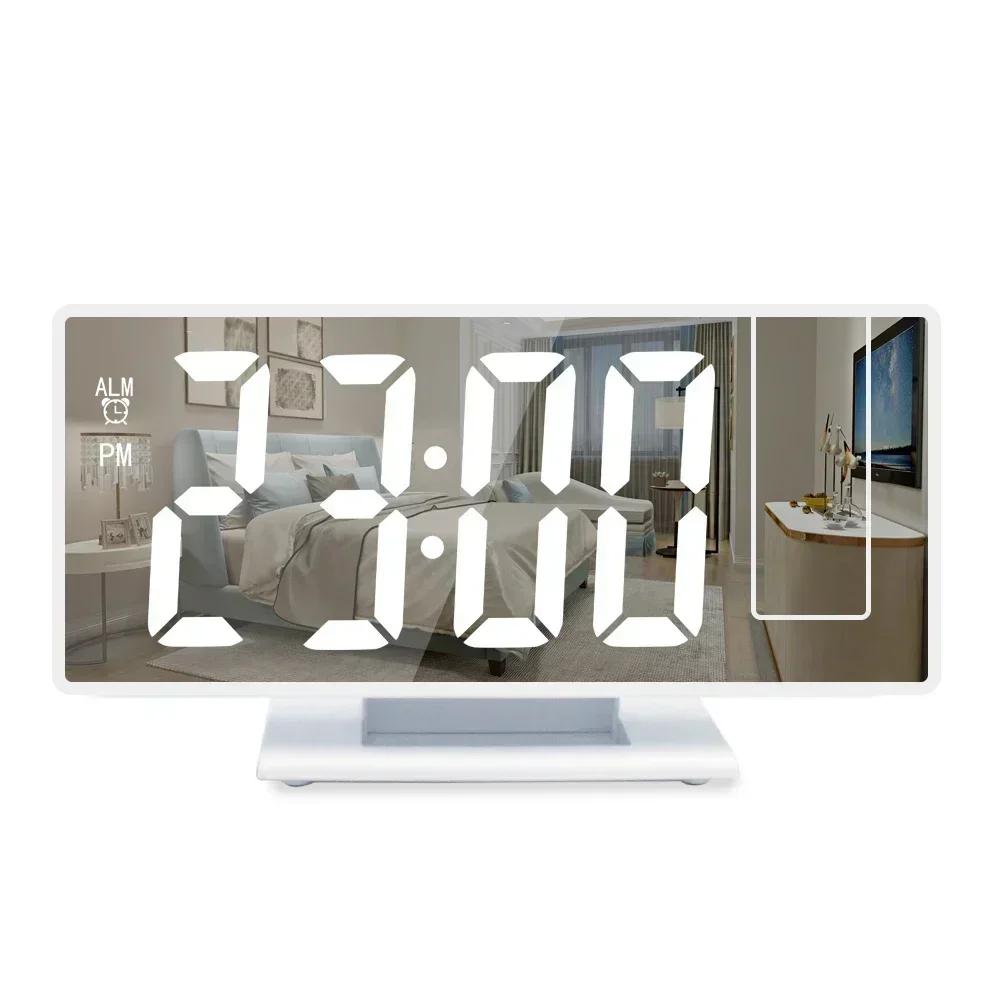 180° Rotation Projection with Time Temperature Digital Snooze Table Clock 12/24H USB Projector LED Clock