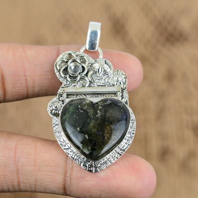 Natural Labradorite Gemstone Pendant Blue 925 Sterling Silver Indian Jewelry