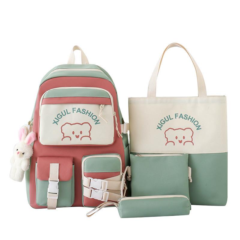 Urban Minimalist Style Breathable Nylon Student Backpack With Cute Cartoon Design