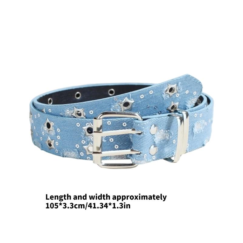 Stylish Double Eyelet Belt for Women Star Grommet Ideal for School and Outdoor Activity