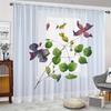 2 Pieces Hd Digital Colorful Leaves Printed Window Screen Home Decor Style Decoration Living Room Window Curtain