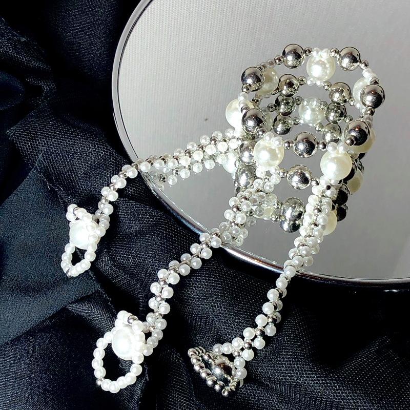 Европейский и американский преувеличенный темперамент плетеный жемчужный браслет кольцо интегрированный модный дизайн личности браслет интернет-знаменитость новое украшение