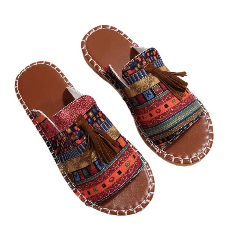 Flache Ein-Schulter-Strand-Damenschuhe in Übergröße mit Pantoletten