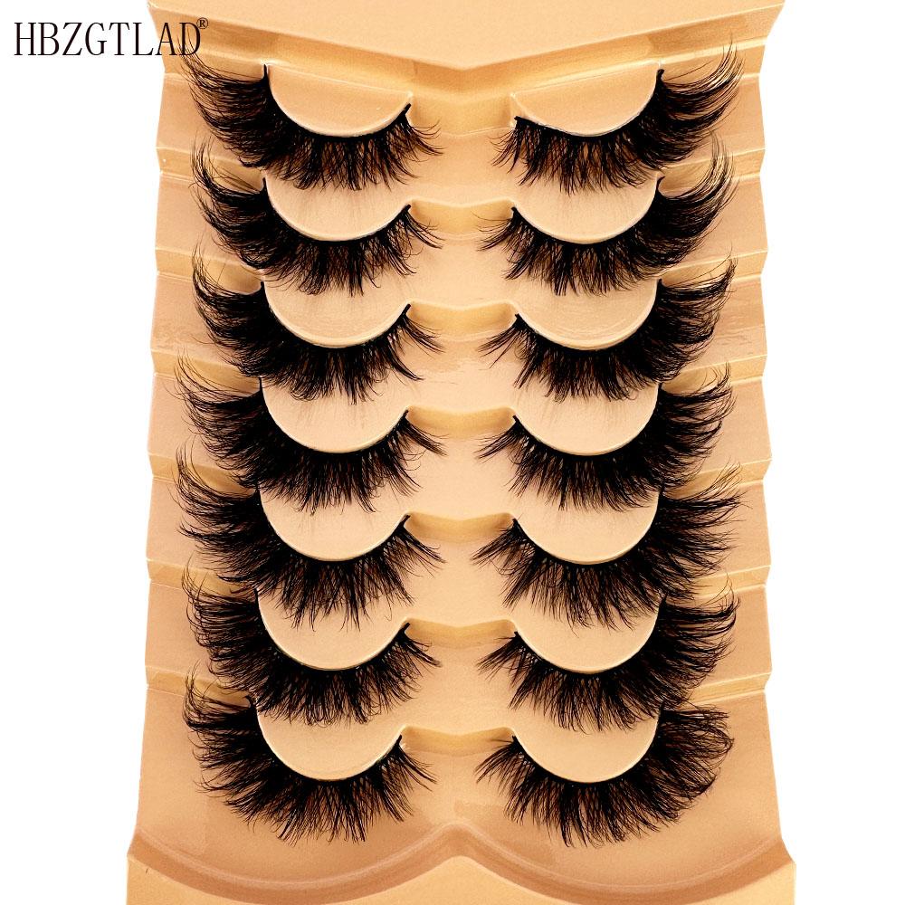 NEU 7 Paar Katzenaugen-Wimpern 3D Natürliche falsche Wimpern 5d Flauschige weiche Kreuz-Manga-Wimpern Wispy Natürliche Wimpernverlängerung Make-up