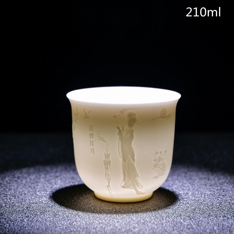 Ceai de ceai din portelan alb chinezesc de mana Bol de ceai in relief tridimensional pentru set de ceai de capacitate mare Accesorii Master Cup