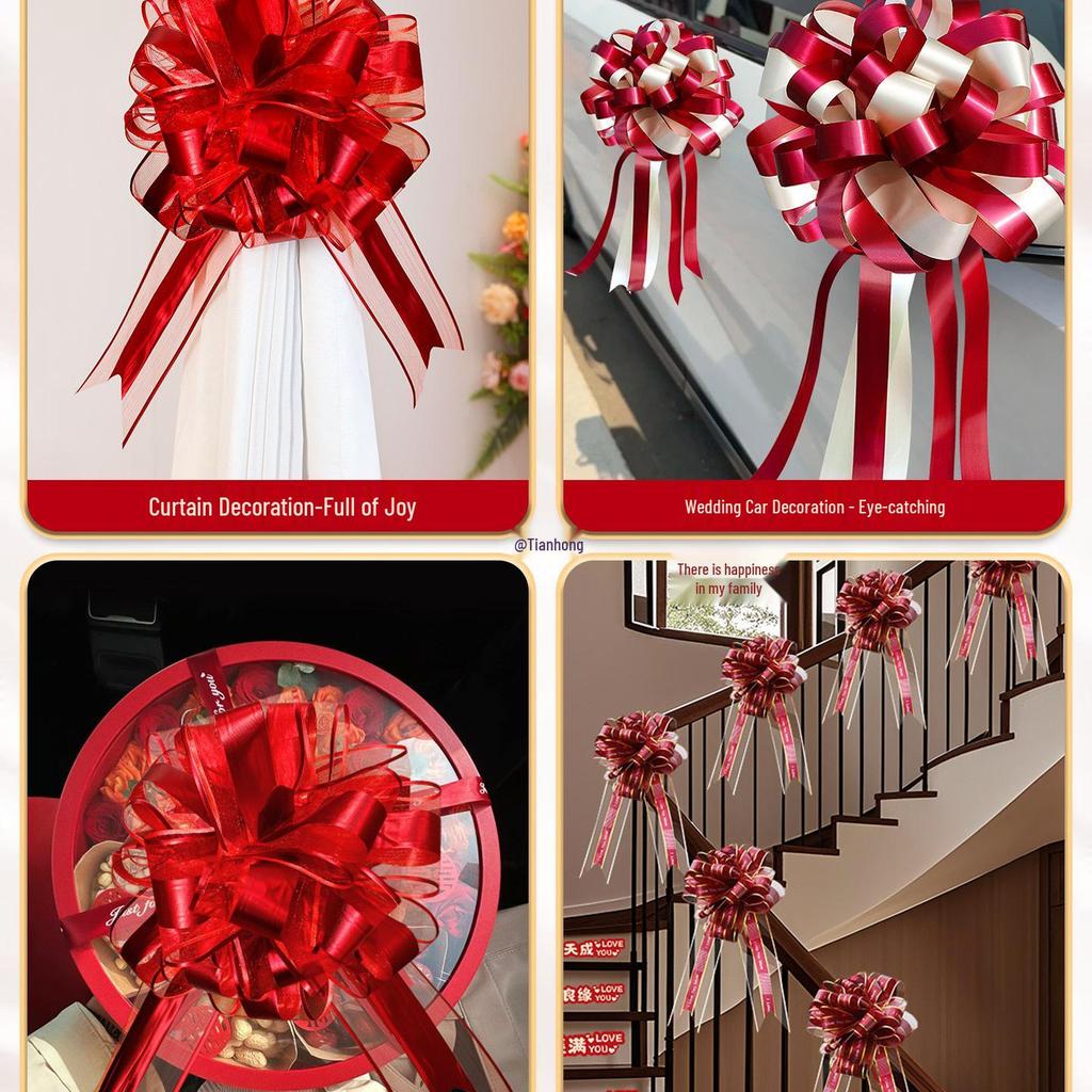 Large Red Wedding Car Pull Bow Decoration - Ribbon for Wedding Pickup and Team Cars