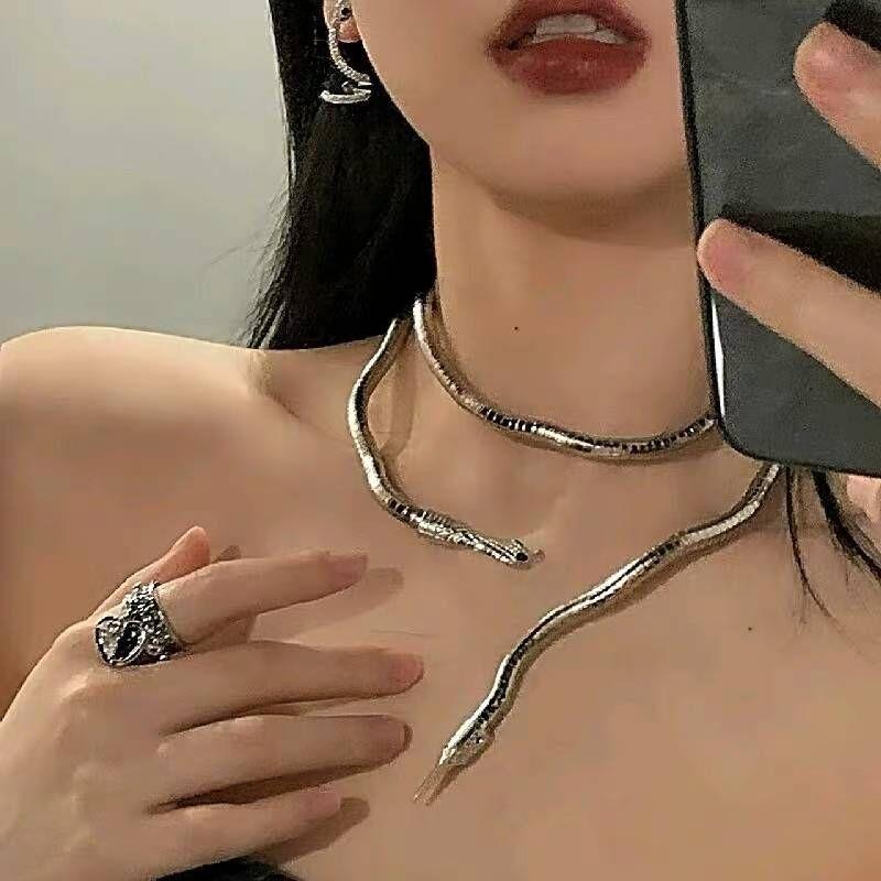 Twisted Snake-shaped, Dark and Edgy, Casual in Style, Snake-like Design, Fashionable Women's Necklace and Collar.