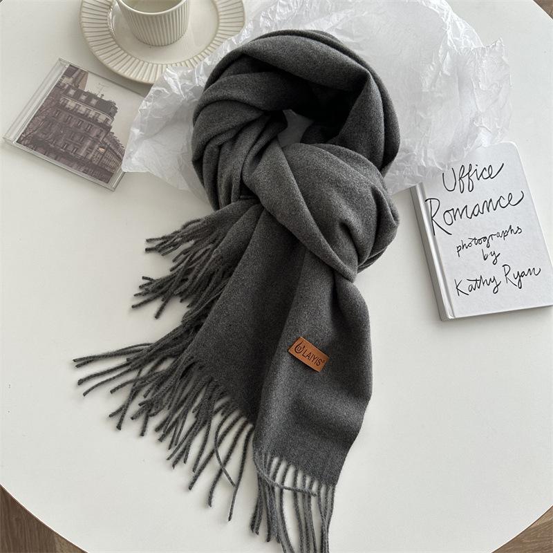 Autumn And Winter  Cashmere Scarf For Women, Solid Color Warm Shawl, Fashion Tassel Scarf, Versatile Scarf