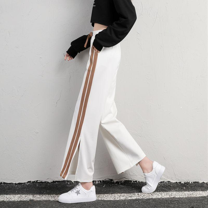 Moda Nuovo Primavera Estate Donna Pantalone Sportivo Casual Tinta Unita Largo Vita Alta Coulisse Tasche Coreano Gamba Larga Dritto Pantalone 2023