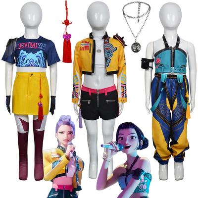 Φαντασία KPop Rumi Zoey Cosplay Κορίτσια Ρούχα Σκηνής Κουστούμι Κυνηγού Δαιμόνων Κουστούμι 6 έως 14 Ετών Απόκριες Καρναβάλι Πάρτι Ρούχα