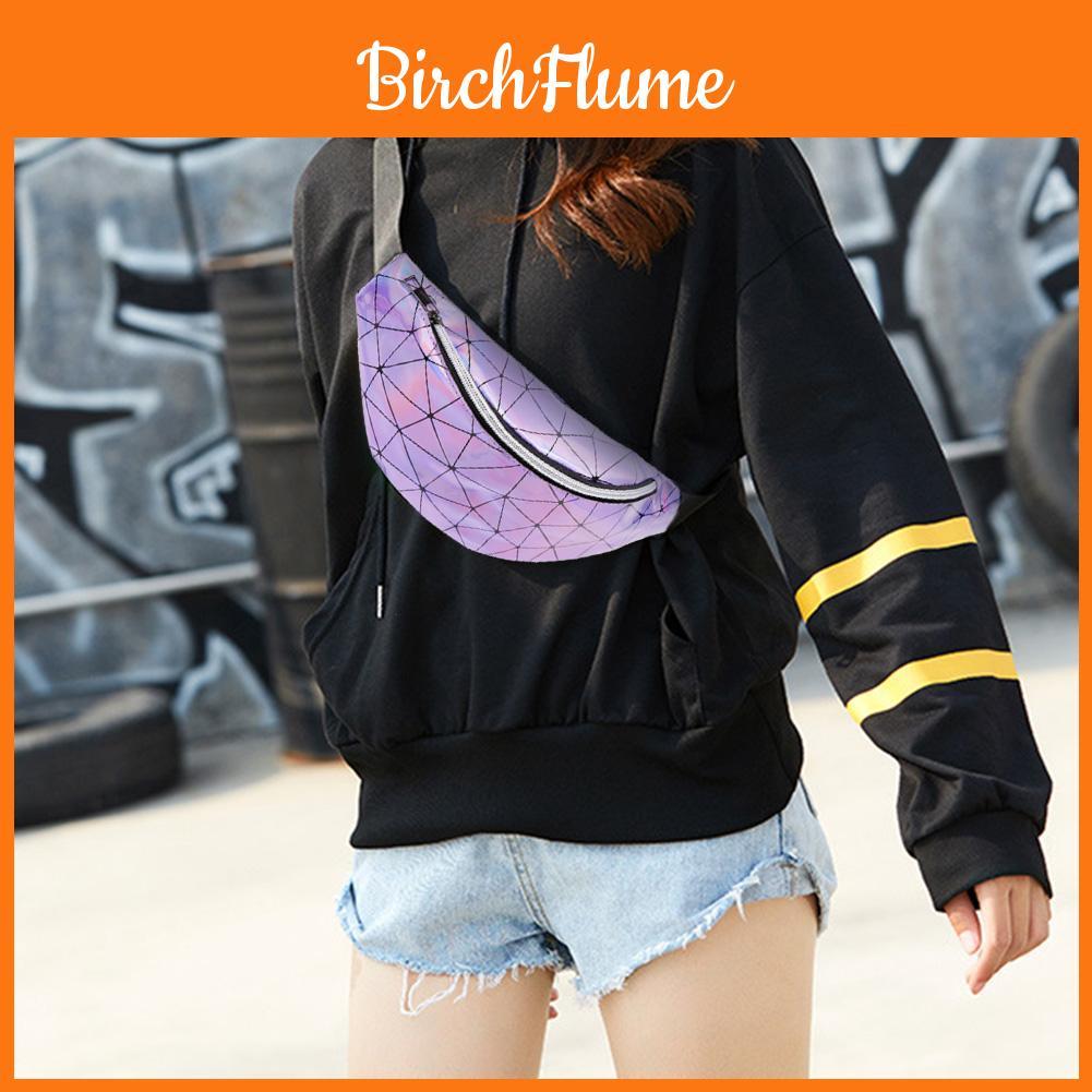 Luxurious Geometric Holographic Waist Bags For Women Versatile Fanny Belt Packs