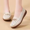 2023 Spring/Autumn Women's Casual Leather Slip-On Shoes with Metal Buckle - Soft Sole, Large Size, Comfort for Moms