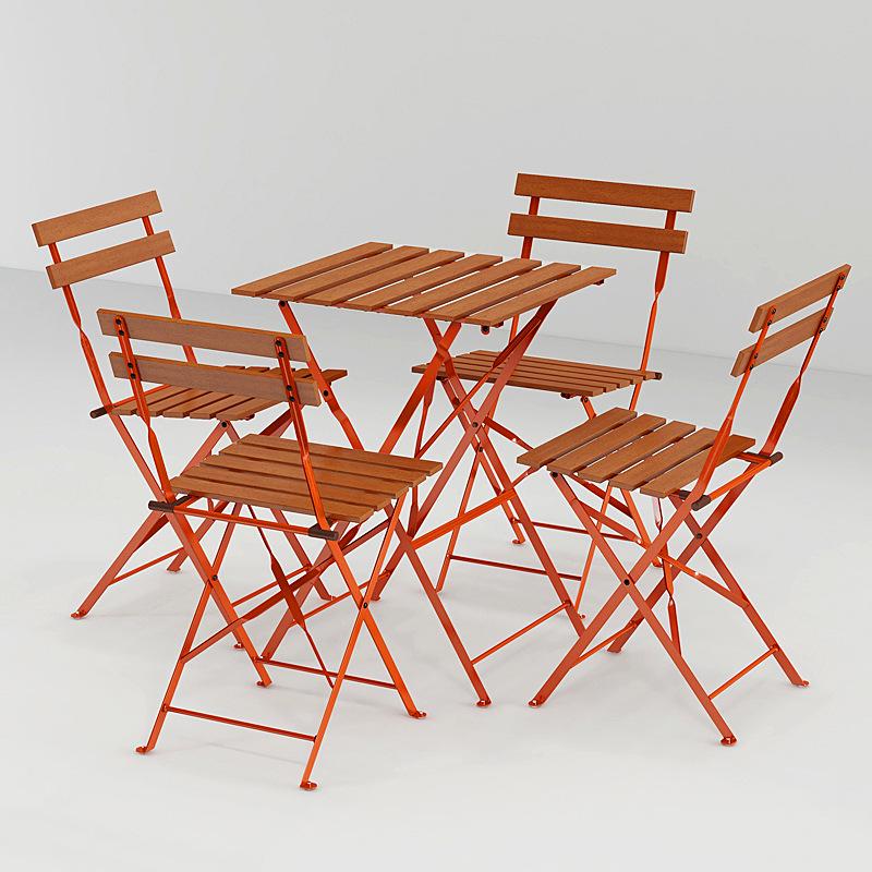 Outdoor Solid Wood Folding Balcony Table and Chair Set - 3-Piece