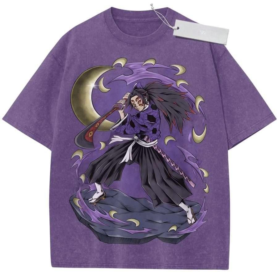 Unisex Washed Black Vintage Tshirt Demon Slayer Mitsuri Kanroji Highquality Fabric for Home Leisure Travel Shopping