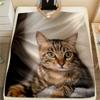 1 Stück Tabby-Katzen-Print Flanelldecke, Weiche Warme Überwurfdecke Nickerchen-Decke für Couch Sofa Büro Bett Camping Reisen