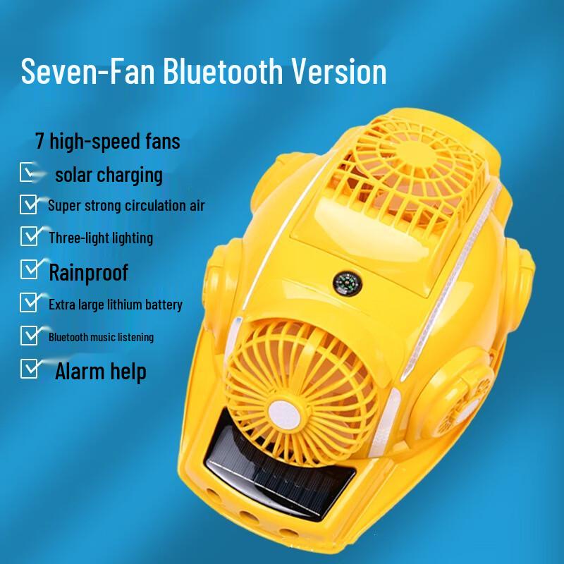 NLNTL Seven-Fan Outdoor Cooling Safety Helmet with Bluetooth & Light One Size