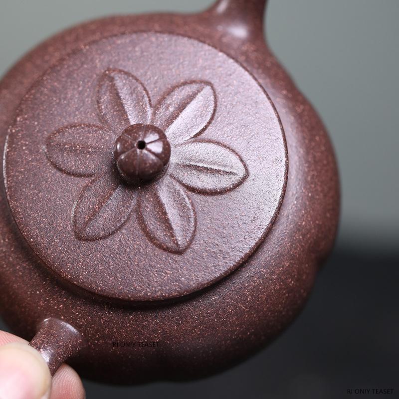 110ml Yixing Purple Clay Teapot Small Capacity Handmade Pumpkin Shape Tea Pot Beauty Tea Infuser Zisha Kettle Chinese Teaware