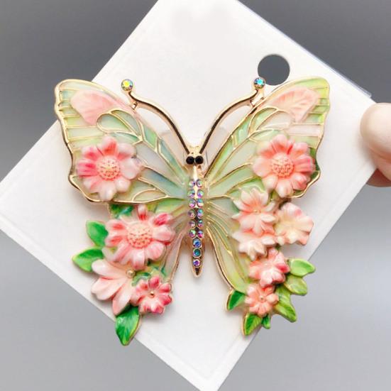 Women Brooch Flower Decor Butterflies Pin Sweaters Collars Shape Brooch Hats Bags Coats Scarves Versatile Accessory