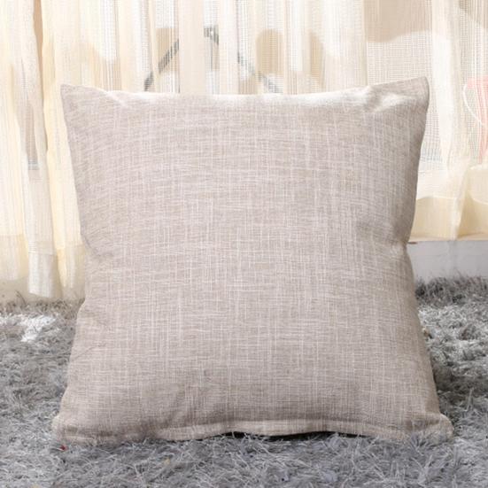 Square Linen Solid Color Soft Pillow Case Sofa Bed Cover Cushion Home