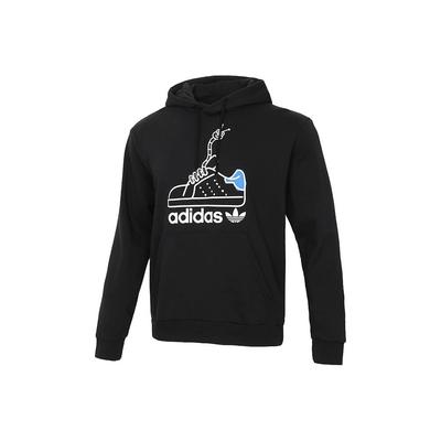 adidas Sudadera con Capucha Cálida Originals Trefoil Casual Deportiva Estampada Jersey Hombre Tops Negro GN2159