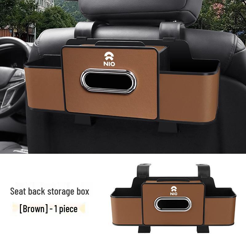Compatible with 23 Nio ES6, ES7, ET7 Models: Rear Seat Storage Box with Cup Holder and Tissue Box.