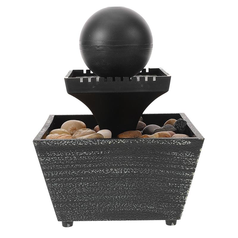 Relaxation Water Feature Small Fountain Indoor Fountains Table Top Black Resin Office