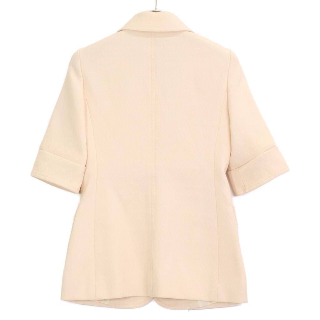 Gucci 643288 21AW Ivory Wool 100% Horsepit Gold Button Short Sleeve Jacket Jacket 36 IvoryUsed