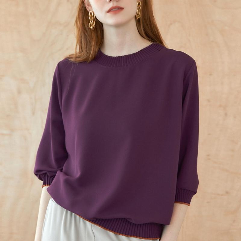 Maxza Pleats Round Neck 7 8 Blouse Zb08qb600on