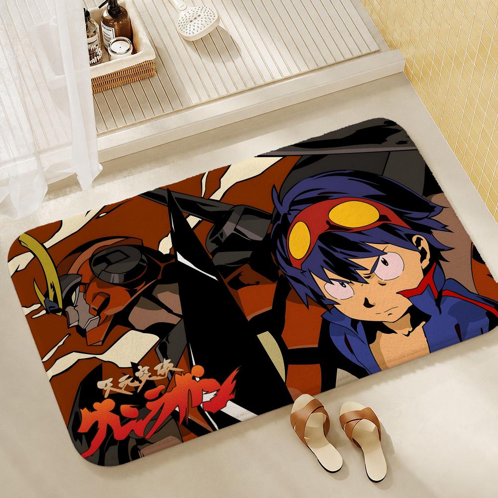 Anime-Tengen Toppa Gurren LagannS Floor Mat Shower Foot Mat, Bedside Carpet, Entrance Absorbent Doormat, Soft Non-Slip