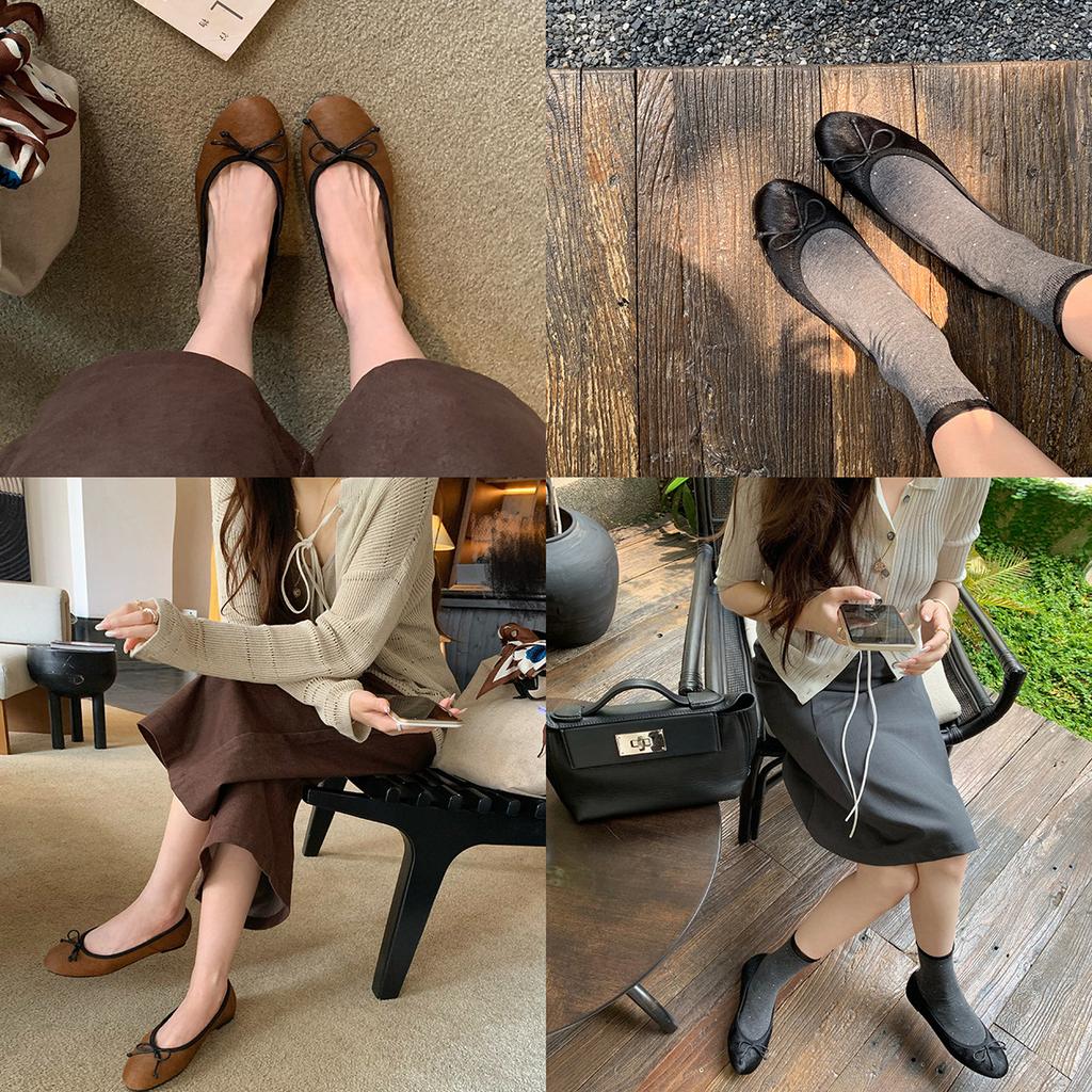 Sheepskin Version~ Grape Mother Same Leather Classic Round Head Bow Leopard Print Single Shoes Women's Shallow Mouth Ballet Flats