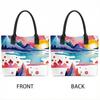  Watercolor Landscape Tote Bag Casual Large Capacity Shoulder Bag for Daily Use
