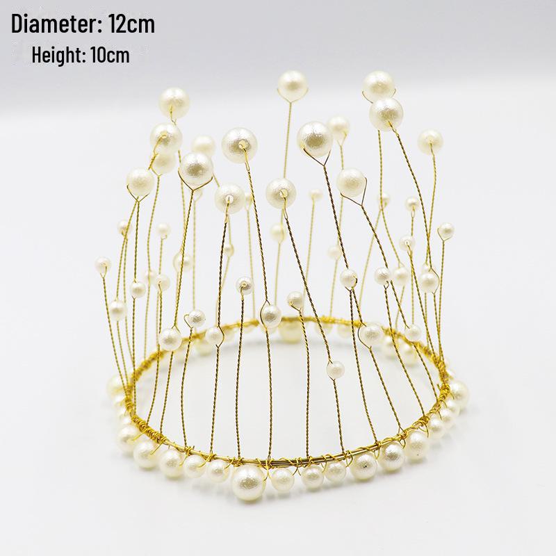 Queen Crown Cake Decoration with Lace, Pearls, and Baby's Breath for Birthdays