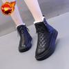 Black Round Toe Waterproof Ladies Shoes Flat Leather Women'S Snow Boots Y2K Winter Furry  Novelty Booties On Promotion