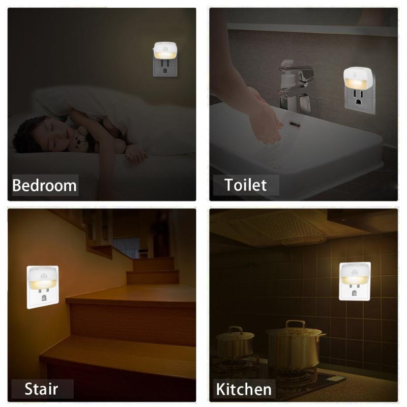 LED Motion Sensor Night Light Plug In EU US Plug Soft Warm Wall Lamp for Baby Kids Room Stairs