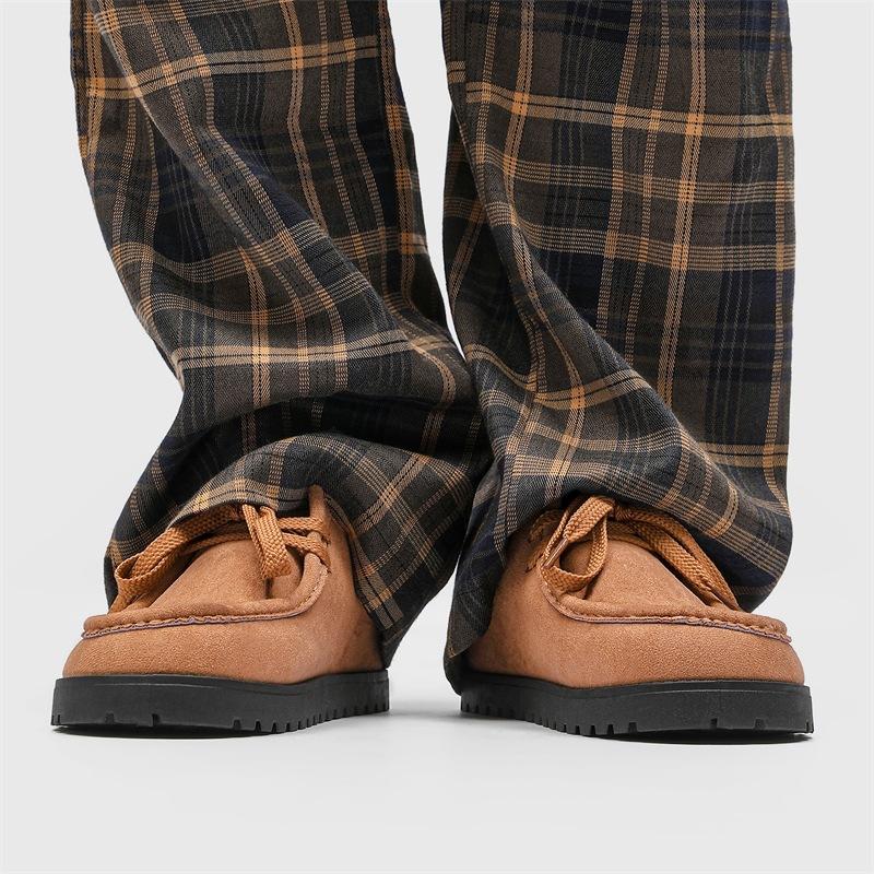 Men's Loafers Summer Comfortable Suede Casual Shoes Retro Platform Lace-up Flat Half Slippers Mules  Para Hombre