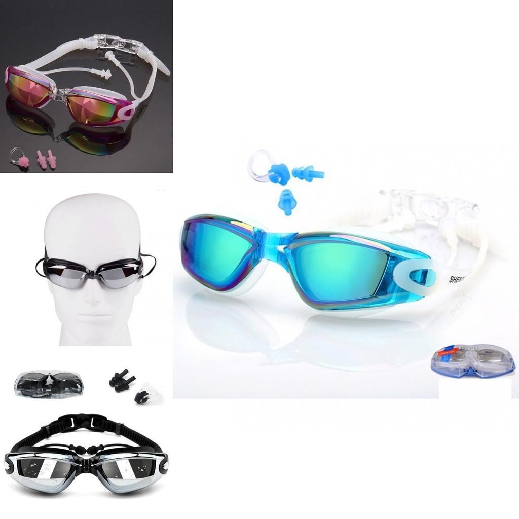 Gafas de Natación Premium Impermeables Y Antivaho Recubrimiento de Colores Espejo Pequeño Set de Competición Para Visión Cristalina