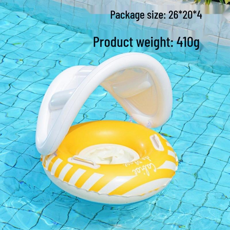 Large Toddler Boat-Themed Swimming Ring with Canopy & Steering Wheel