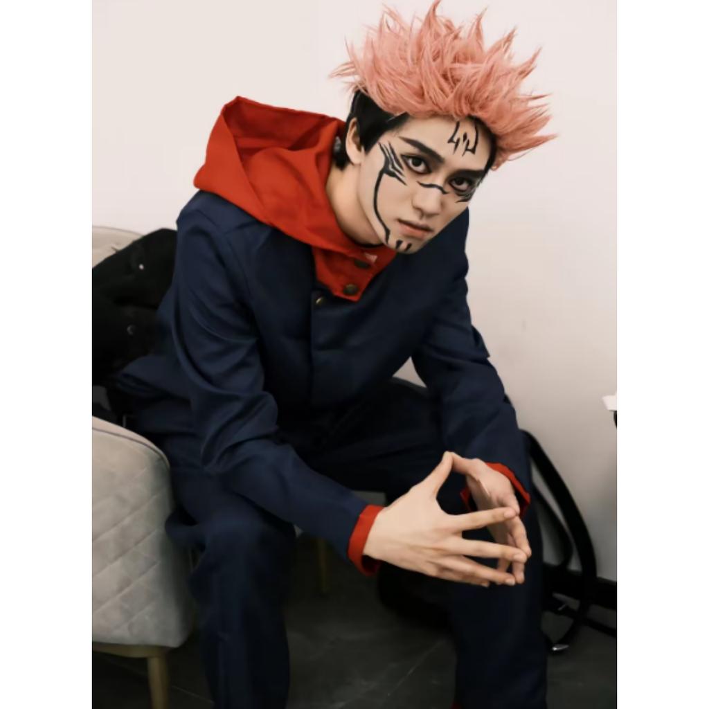 Anime Tokyo Itadori Yuji Cosplay Costume with Hooded Pants For Halloween Outfit School Carnival Uniform