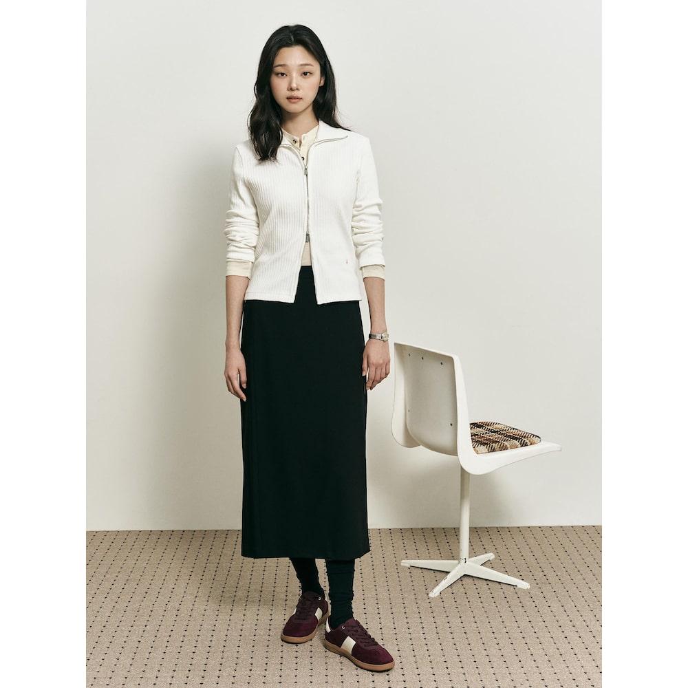 Binpolleidiseu [B. My] Ribbed Two-Way Collar Zip-Up Ivory (Bf5841N010)