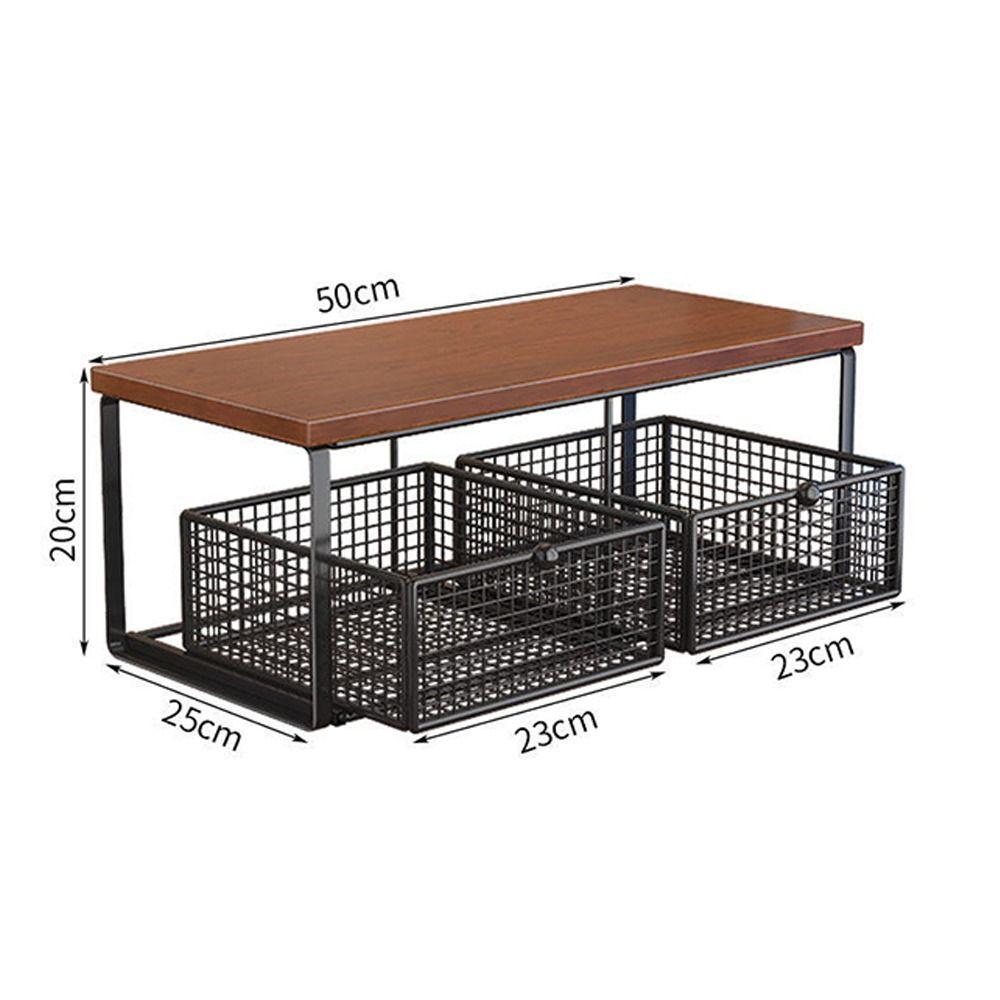 Multi-Layer Metal Storage Rack Solid Wood Countertop Storage Rack Kitchen Countertop