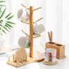 Bamboo Coffee Cup Storage Rack Creative Mug Stand Cup Mat Holder Organizer for Home Cafe Kitchen Display Hanging Mug Rack