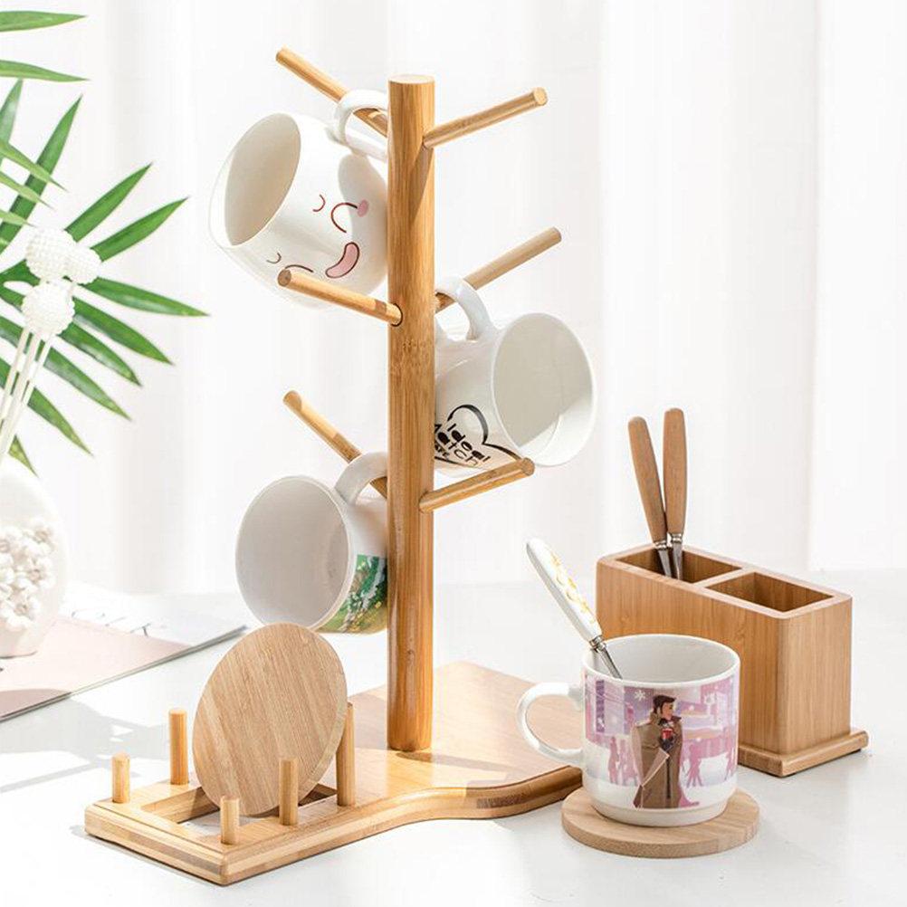 Bamboo Coffee Cup Storage Rack Creative Mug Stand Cup Mat Holder Organizer for Home Cafe Kitchen Display Hanging Mug Rack other