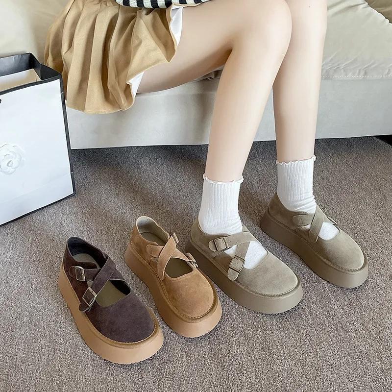 Fashion Women's Shoes Platform Female Footwear Casual Sneaker Round Toe Loafers Mary Jane Shallow Mouth All-Match Clogs Dress New