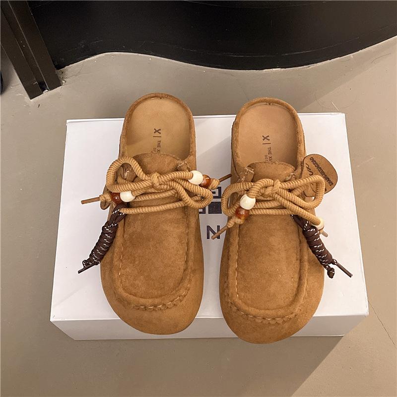 

Ethnic style beaded bag head slippers women s 2025 autumn non-slip lightweight flat-bottomed cool slippers one-pedal Birkenstock slippers 40 темно-коричневого