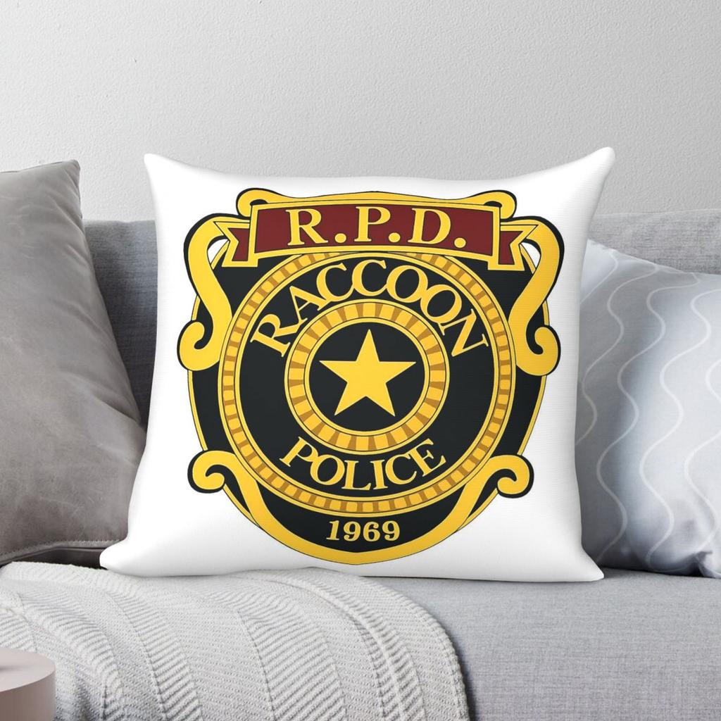 Raccoon Police Department Square Pillowcase Polyester Linen Velvet Creative Zip Decorative Car Cushion Cover