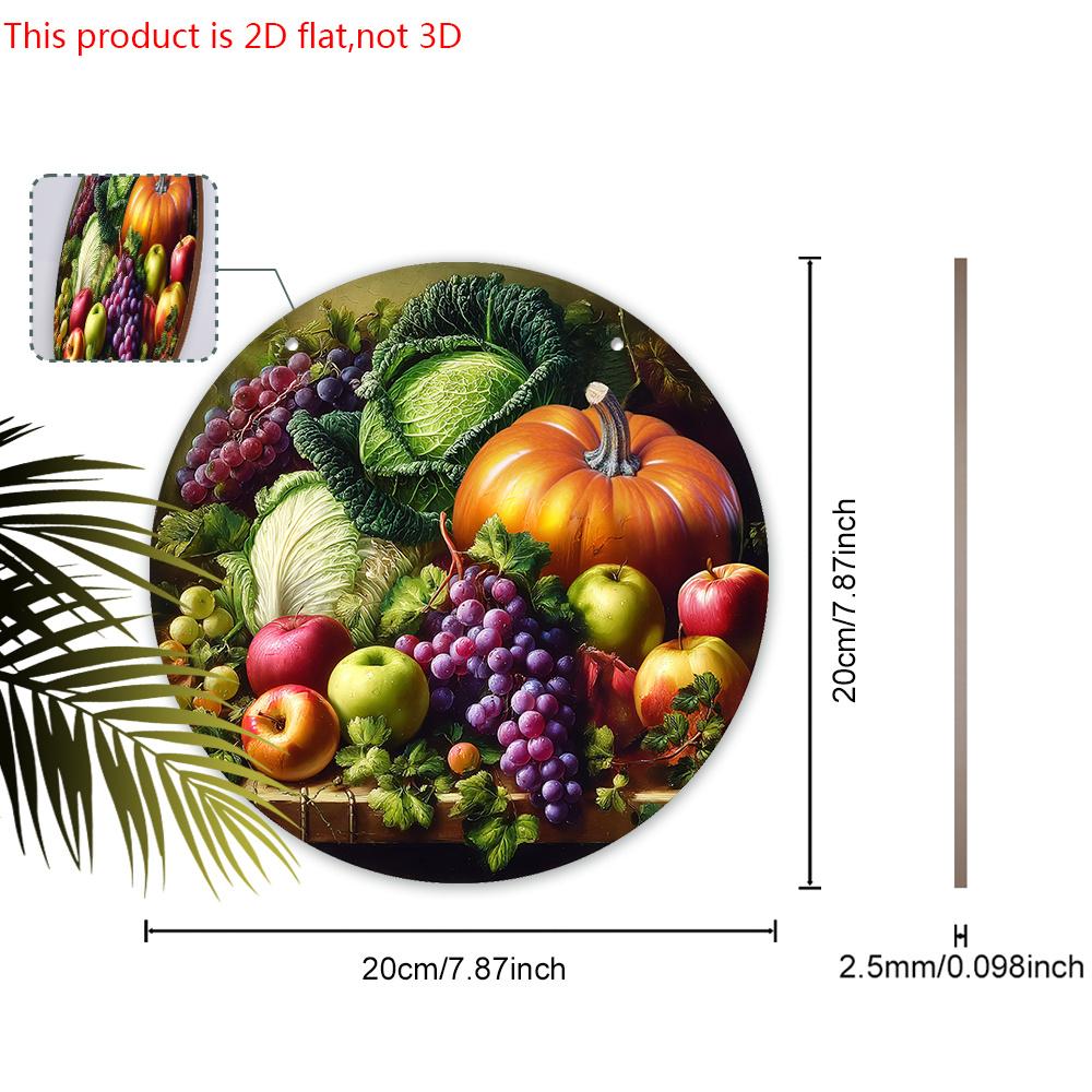 Autumn Harvest Wooden Sign with Fruits and Vegetables Pattern Design - Unique Wall Pediments - Ideal for Front Door, Yard, Porch, Room Decor