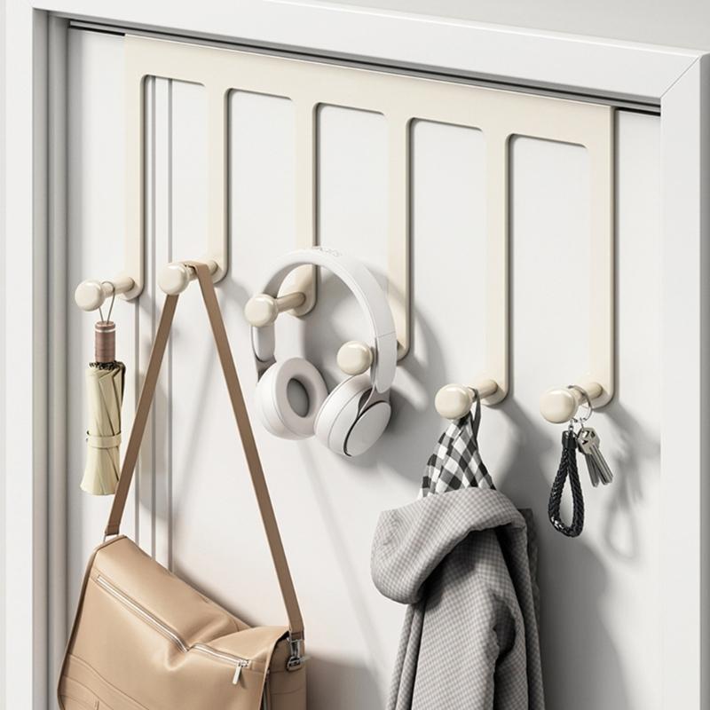 Over The Door Hook Bathroom Organizers Towel Rack Door Hanger Holder Coat Hook Rack for Hanging Clothes, Hat, Backpacks